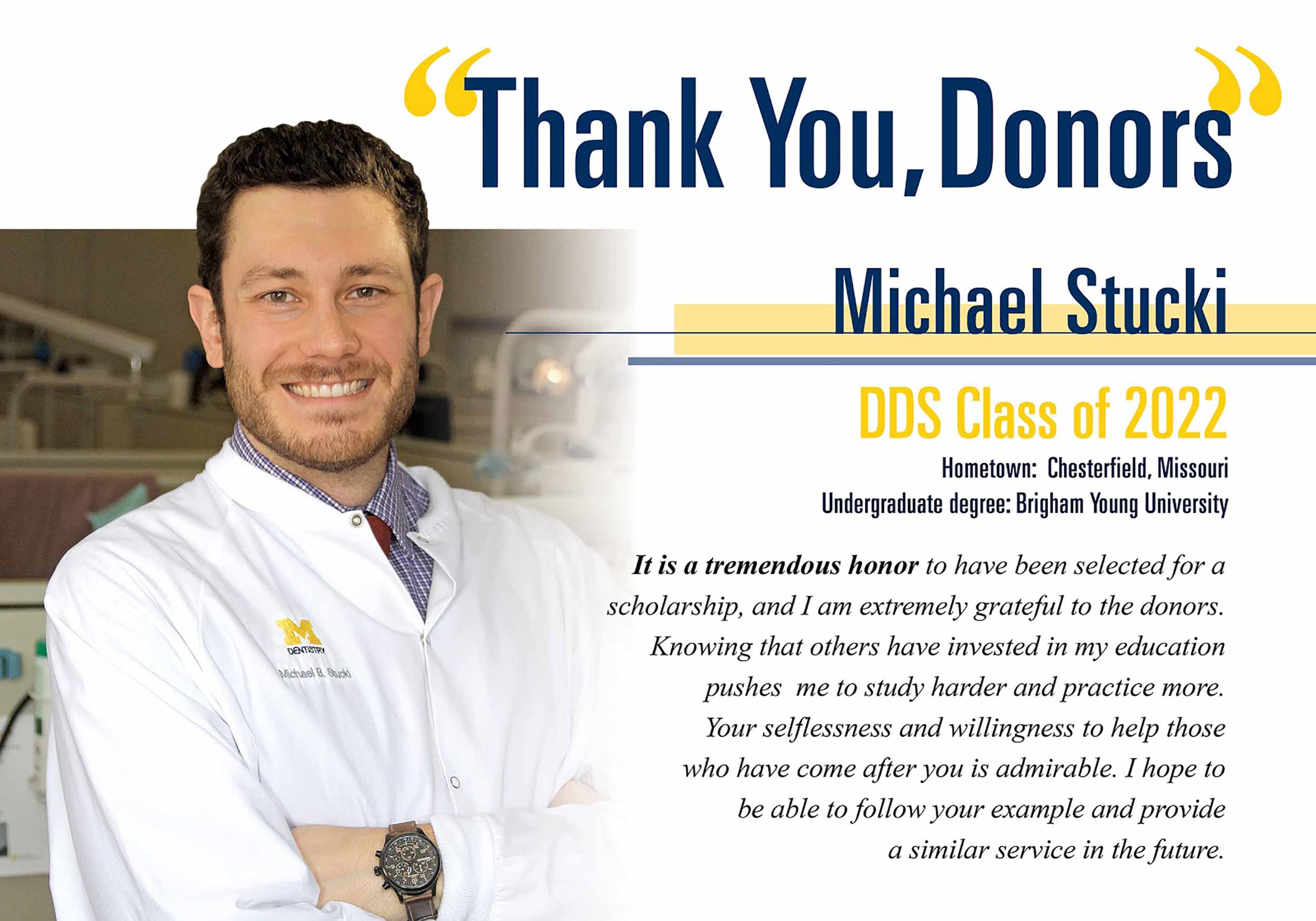 michael stucki thanking donors